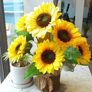 화사한 인테리어 촬영소품 해바라기 조화인꽃 고급 장식 성묘 세련된 화꽃 다발 분위기연출