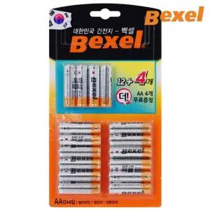 벡셀 AA 건전지 멀티 12개플러스4개 16개1팩일회용 다용도 리모콘 시계 가정용 오래가는