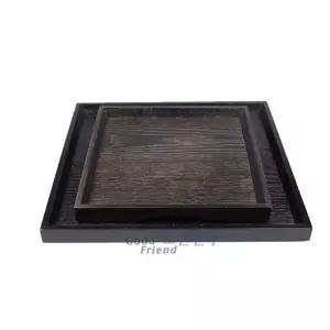 옻칠 원목 트레이( 정사각쟁반) 25 x 23가정용 간식 개인 고급 과일 다용도 디자인 미니 손님대접 예쁜 이