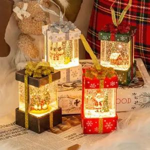 088 크리스마스 미니 선물상자 워터볼 4type 구유-3장식품 조명 집들이 소품 카페 거실 인테리어