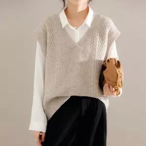 여성 루즈핏 레이어드 스타일 여유 니트 조끼뽀글이 뽀이 양털 이너 베스트 여자뽀이 여름 빅사이즈 패딩