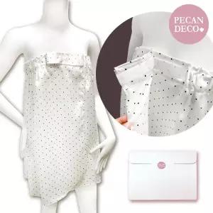 피칸데코 골프 샤워가운 도트 화이트 선물박스포함 여성 실크 배쓰 배스 스드레스 라운지웨어 홈웨어 선물