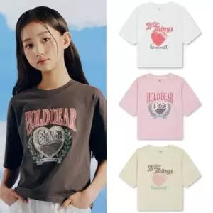 탑텐키즈 25년 FW 여아 코튼 가먼트다잉 그래픽 반팔티MKF3T04