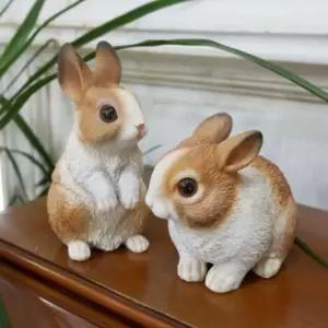 리얼 얼룩 브라운 토끼 2P 인형장식 장식품 인테리어 꾸미기