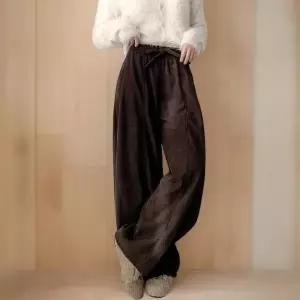 아트박스/신상오픈런 여성 벌룬핏 겨울 기모 와이드 골덴 벨트 바지