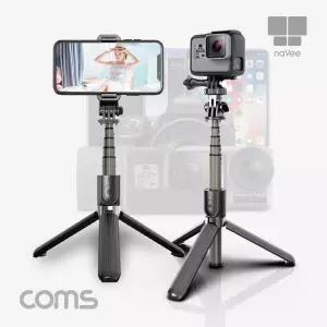 Coms NV13-SFS10 나비 셀피스틱 셀카봉 거치대스마트폰 휴대폰액세서리 셀거치대 액션캠 삼각대겸용 핸드폰