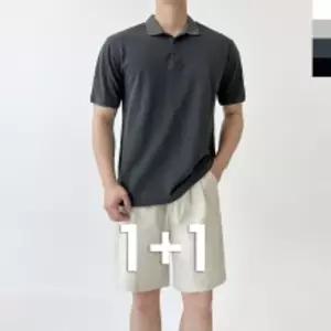 1+1 ACC SS1013M 남자 베이직 반밴딩 코튼 치노 핀턱 바지남성반바지 바지 패션바지 기본바지 슬림바지 면