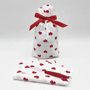 리본 선물포장 봉투 답례품 구디백 레드 하트 50매 구디 간식지 어린이집 비닐 단체 포장지 쇼핑 이쁜