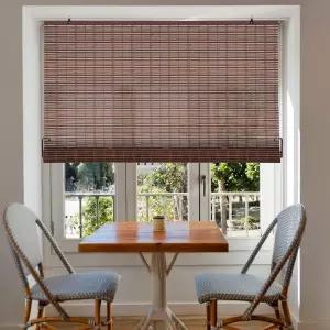 BMBOEUII 무선 대나무 블라인드 롤업 창문 그늘막 실내 야외 파티오 가정 및 정원 조명 필터링 로마 롤러