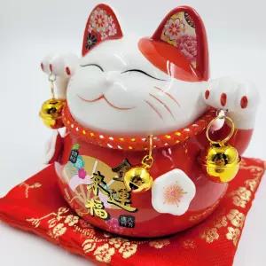 일본 도자기 마네킨네코 저금통(레드)인테리어 소품 새해선물 탁상 개업 집들이 특별한 개업식 복들어오는