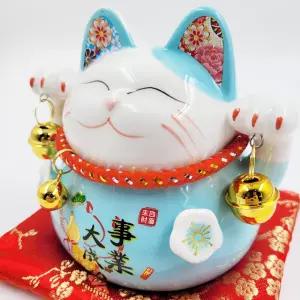 일본 도자기 마네킨네코 저금통(블루)인테리어 소품 새해선물 탁상 개업 집들이 특별한 개업식 복들어오는