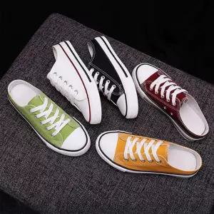 컬러풀 캐주얼 캔버스 블로퍼 여성 슬립온 운동화슈즈 통굽화 신발 여름 편한 10대코디 데일리화 스트릿룩