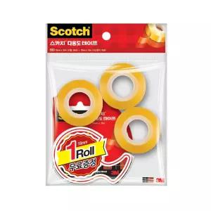 스카치 투명테이프 디스펜서 1개 리필 3롤 18mmx30m학생 공작용품 공작용 만들기 사무용 오피스 오용 문구