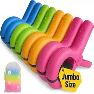 51점보 비치 타월 클립 8개 보관 가방 포함 클램프 플라스틱 옷걸이 수영장 커버크루즈 의자용 헤비 듀티