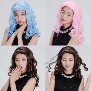 (웨이브롱가발)금머리 파티 이벤트 행사 축제할로윈변장 소품 엽기 의상 변신용품 연극 스티커사진