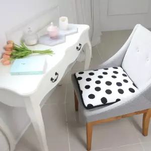 포그망 의자방석 도트화이트쿠션 침구 사각 편한 면방석 커버 사무실 무늬 패턴