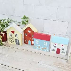 컨츄리 우드 하우스 4p set세트 원목 집모형 인테리어소품 예쁜 나무 장식미니어쳐 어처품