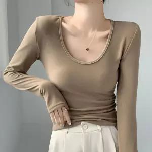 셔링 도톰 라운드티셔츠브이넥 무지 여성무지 면티 단체 긴팔 기본 브이넥