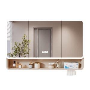 스페이스 알루미늄 키높이 두꺼운 원호 욕실 거울장 화장실 벽걸이 스마트 미러 램프 안개 방지 수납장