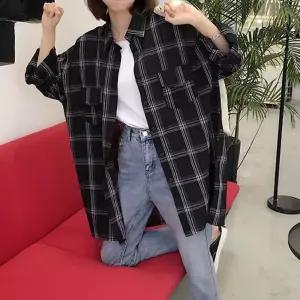 여성 블랙 화이트 색상 체크 패턴 클래식 셔츠어린이티 롱티 나시 맨투맨 여자기모 반팔 민소매 아동티셔츠