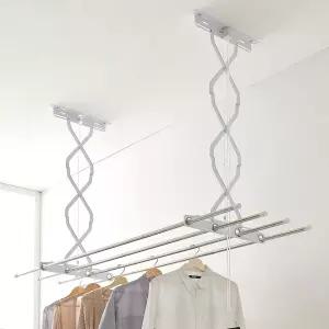 천장 빨래건조대 3단 125cm 베란다 천청형 걸이원룸빨래 옷대 세탁용품 이불 수건 양말 자취방