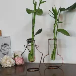 오각 황동수공예 시험관 수경식물 장식 유리 꽃 화병용품 금속품 메탈 인테리어품 소품 콘솔품 신혼부부선