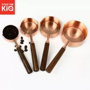 손잡이 계량컵세트나무 가정용 다용도 업소용 베이킹 원형 스푼형 스텐 커피 스쿱
