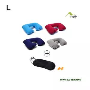 여행용목베개 3종세트 5개에어 캠핑 벨벳소재 간편휴대 차박 용품 휴대용 용베개