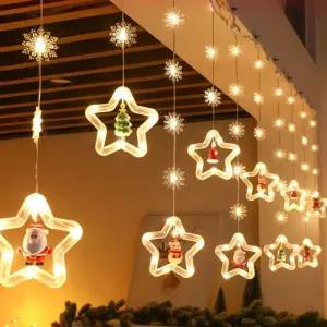 크리스마스 눈꽃별 LED 조명감성 성탄절꾸미기 꾸미기 트리 전구 천장꾸미기