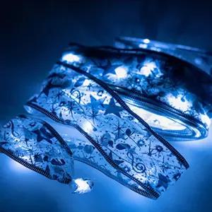 크리스마스 LED 리본 장식 단품 (리본 화이트)파티용 조명 트리 꾸미기