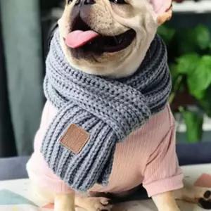 강아지 애견 겨울 뜨개질 귀여운 목도리 반려견 머플러 방한 따뜻한 니트 고양이 의류