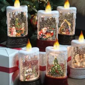 23016 크리스마스 타원 촛대 워터볼 오르골(중) 6type볼장식 멜로디 선물 인테리어 장식품 스노우볼 볼오르