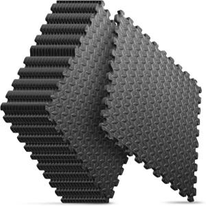 홈 짐 매트 퍼즐 운동 가정용 기구 및 놀이 공간을 위한 EVA 연동 폼 바닥 타일 검은색 24인치 x 1？2 in