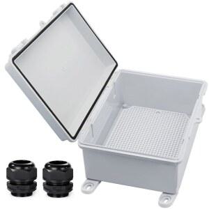 YUTLEBOX 방수 야외 전기 박스 정션 내후성 IP67 ABS 플라스틱 인클로저 스위치 라우터 프로젝트 박스, 벽 브래킷 2 케이블 선즈 그레이 8