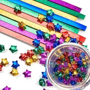 키겔리 1000장 종이 스트립 호일 스타 글리터 오리가미 DIY 공예 직조 프로젝트를 위한 반짝이는 종이별도