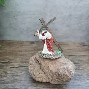 빈티지 카페 인테리어 예수님 조각상 교회 장식품탁상용십자가 원목 나무 기독교굿즈 기도 크리스천즈 선물