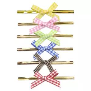 빵끈타이리본 체크 약100개 리본끈 포장 선물 리본 포장용 베이커리끈 대용량끈