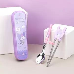 쿠로미 스텐젓가락 스푼글라이더 케이스 3P세트아동식기 유아 수저 멀티 캐릭터 이유용품