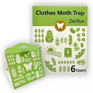 젠플럭스 의류 나방 트랩 6팩 안전하고 적인 팬트리 킬러 페로몬이 포함된 무독성 집 옷장 카펫 주방에