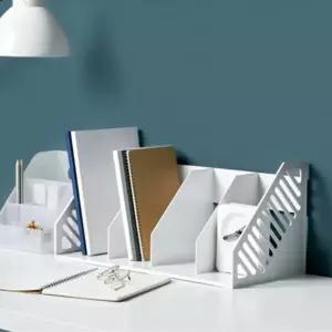 화이트 4단 책꽂이 시스맥스 업무용 정리용품 책상 데스크 상위 장함 미니 간이 수납함 책함 선반 사무실