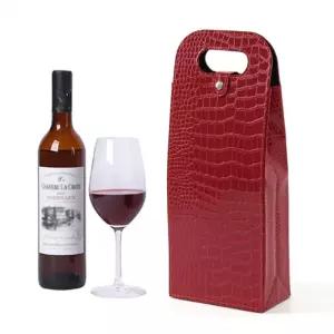 클래식 가죽 와인캐리어 2구 크로커레드가방 와인백 쇼핑 쇼퍼 포장 수납 레드