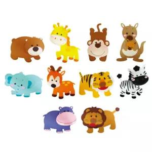 유아 교육자료 야생사파리 10종찍찍이 동물학습찍찍이 펠트 미니어처 선생님 어린이집모형 완구