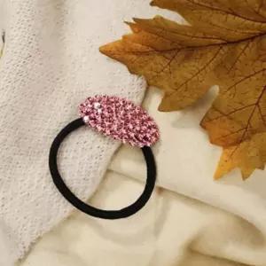 크리스탈 라운드 큐빅 머리끈 핑크 헤어끈 머리 고무 방울 포니테일 고무줄 보석
