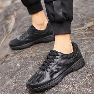 올블랙 남성 워킹화 데일리 메쉬 런닝화 아웃도어운동화 편안한 경량 통기성 쿠셔 미끄럼방지 캐주얼 트레