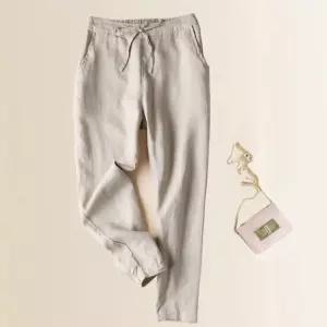 배기핏 린넨팬츠밴딩바지 여성 넨팬츠 여름 밴딩 패션 여자 넨바지