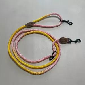 강아지 산책용 핸즈프리 리드줄(노랑 분홍색)용 용끈 리드 허리 목줄 산책 애견