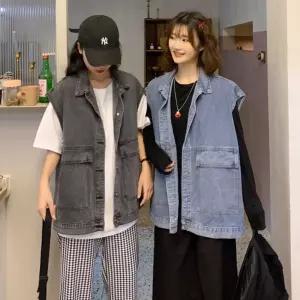 트렌디 루즈핏 데님조끼 청조끼 베스트 조끼 간절기자켓 패션 자켓 간아우터 가을 여성