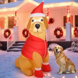 GOOSH 5.5피트 크리스마스 풍선 개 야외 장식 마당 모자 개는 홀리데이 파티 실내 정원 잔디 장식을 위해