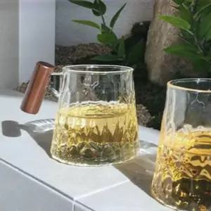 뉴 로렐 글라스 머그컵 2인세트 350ml 유리잔 우드손잡이 잔세트 우디