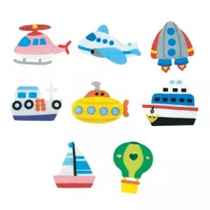 유아 교육자료 공중해상 8종비행기모형 로케트 교통 찍찍이 펠트 학습 수단 탈것 헬리콥터